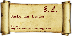 Bamberger Larion névjegykártya